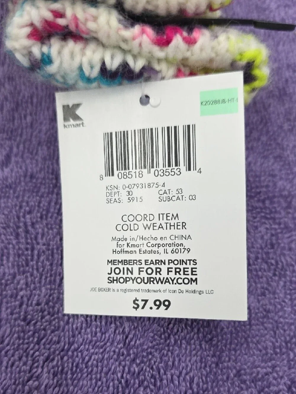 NWT Joe Boxer Kids Multicolor Knit Convertible Mittens - White with Neon Accents